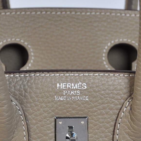 Super A Replica Hermes Birkin 25CM Tote Bags Togo Leather Dark Grey Silver 60799